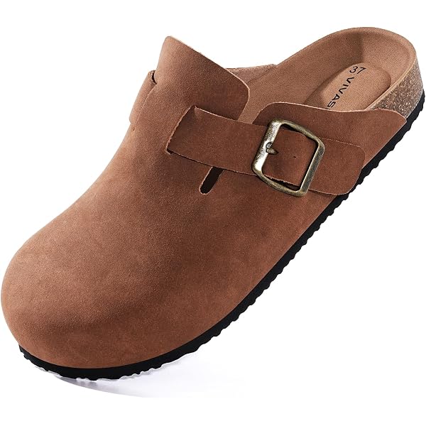 Amazon.com | Dokela Womens Suede Clogs Cork Footbed Sandals Arch